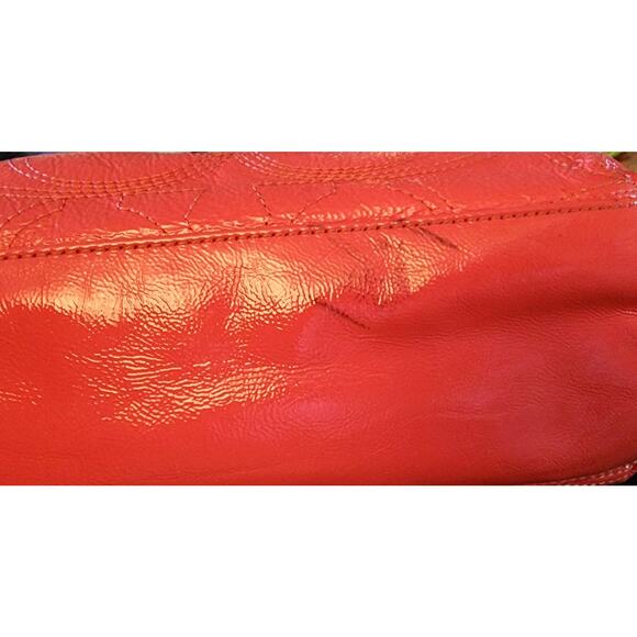 Coach Tangerine Stitched Patent Leather Tote Shoulder Bag F15142 Purse - Picture 10 of 10